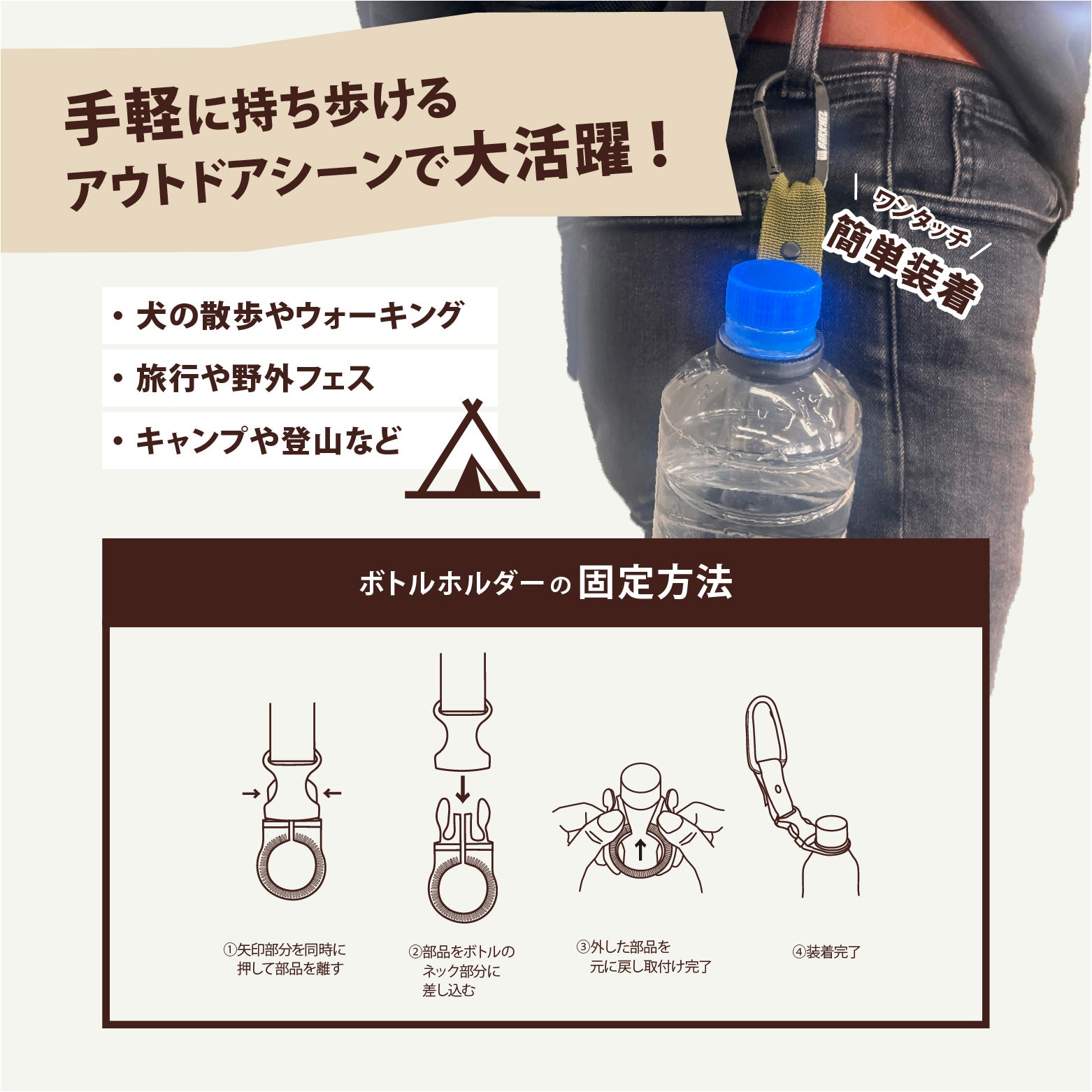 【BAKKNEL】 ペットボトルホルダー リングタイプ BN-PBH001